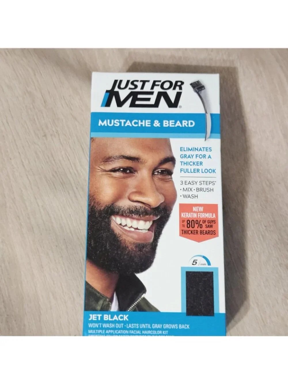 Just For Men Mustache and Beard Hair Color Jet Black M60 3 Pack Easy Application